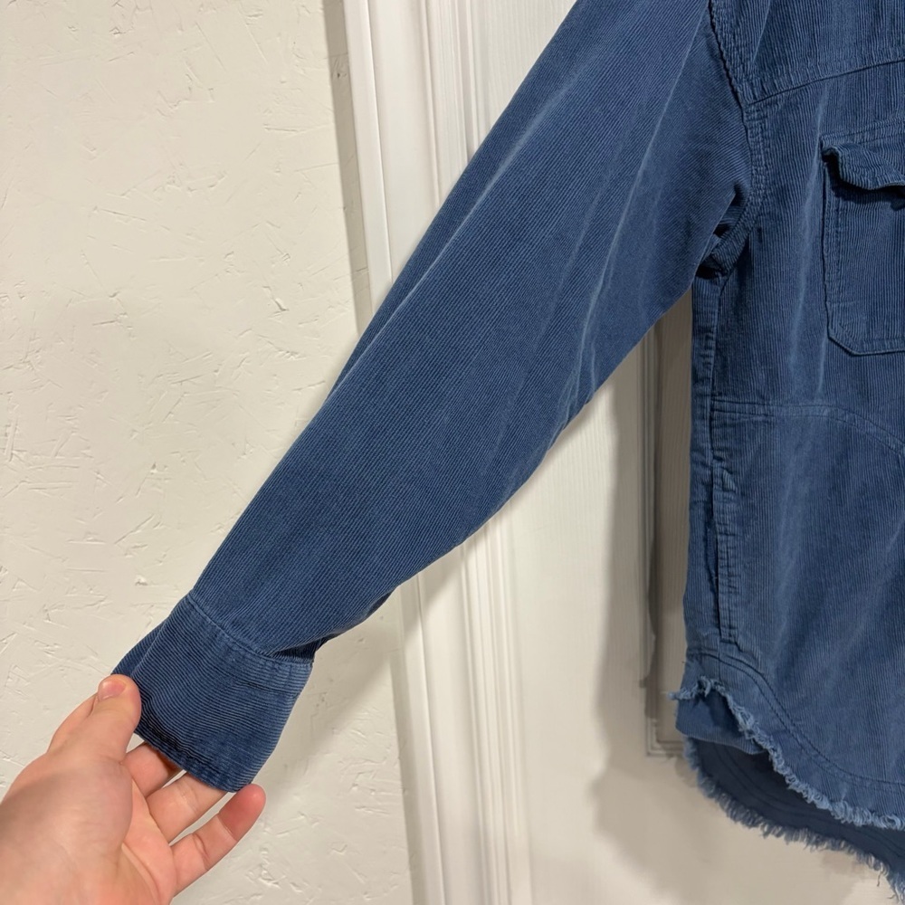 2/$25 Aerie Blue Textured Corduroy Long Sleeve Half Zip Tunic Shacket Top - Picture 3 of 10